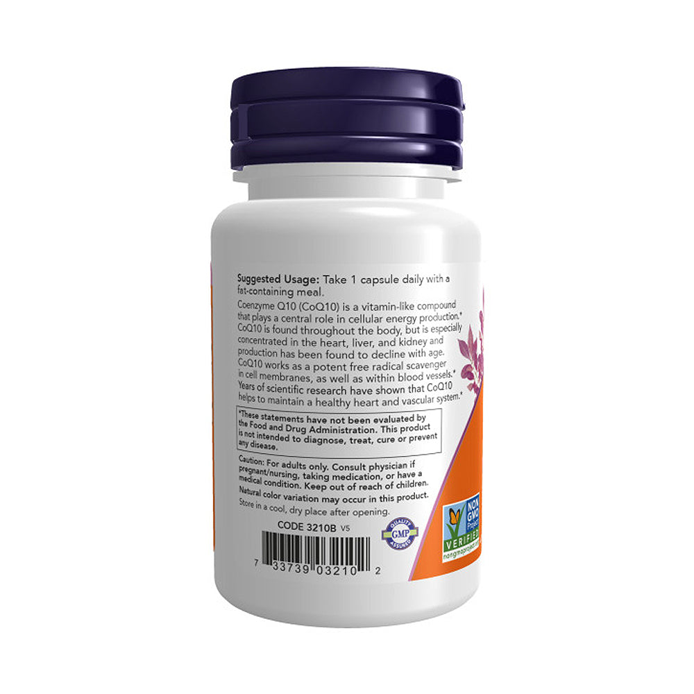 NOW Supplements, CoQ10 100 mg with Hawthorn Berry, Pharmaceutical Grade, All-Trans Form produced by Fermentation, 30 Veg Capsules