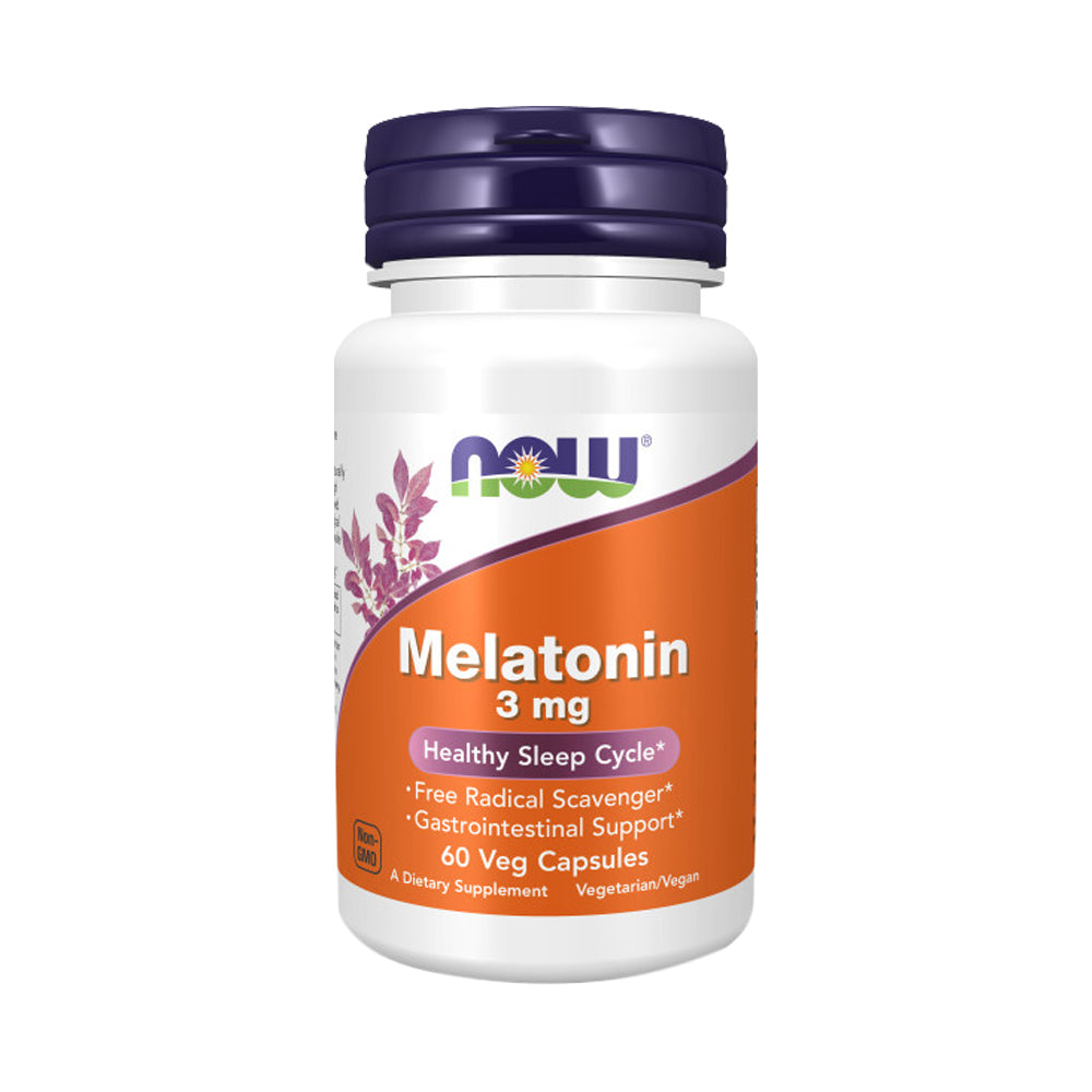 NOW Supplements, Melatonin 3 mg, Free Radical Scavenger*, Healthy Sleep Cycle*, 60 Veg Capsules