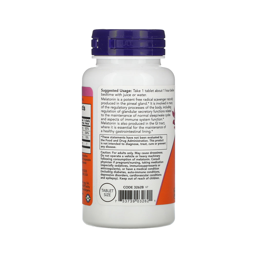 NOW Supplements, Melatonin 1 mg, with Co-Factor Nutrients, Healthy Sleep Cycle*, 100 Tablets