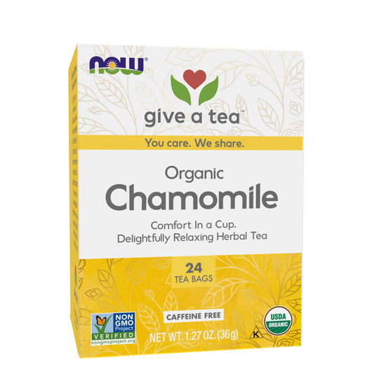 NOW Foods, Chamomile Tea, Comfort in a Cup, Relaxing and Caffeine-Free, Non-GMO, 24-Count