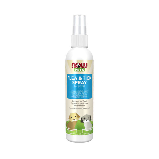 NOW Pet Health, Flea and Tick Spray For Dogs, Essential Oil Based Repellent, No Deet, 8-Ounce (237ml)