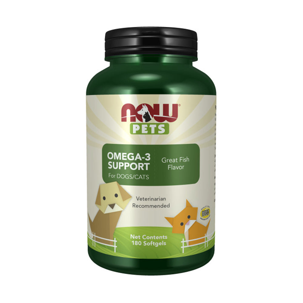 NOW Pet Health, Omega 3 Supplement, Formulated for Cats & Dogs, NASC Certified, 180 Softgels
