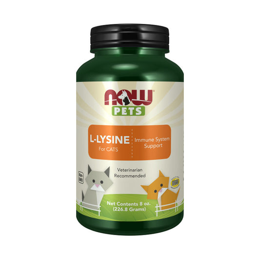 NOW Pet Health, L-Lysine Supplement, Powder, Formulated for Cats, NASC Certified, 8-Ounce (222.6 Grams)