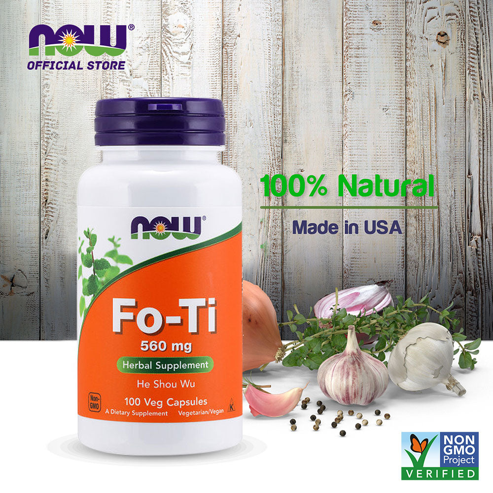 NOW Supplements, Fo-Ti (Polygonum multiflorum) 560 mg, Ho Shou Wu, Herbal Supplement, 100 Veg Capsules