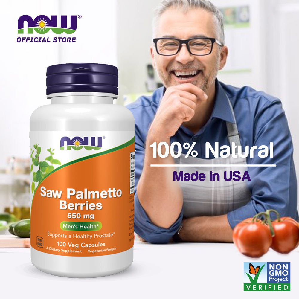NOW Supplements, Saw Palmetto Berries (Serenoa repens) 550 mg, Men's Health*, 100 Veg Capsules