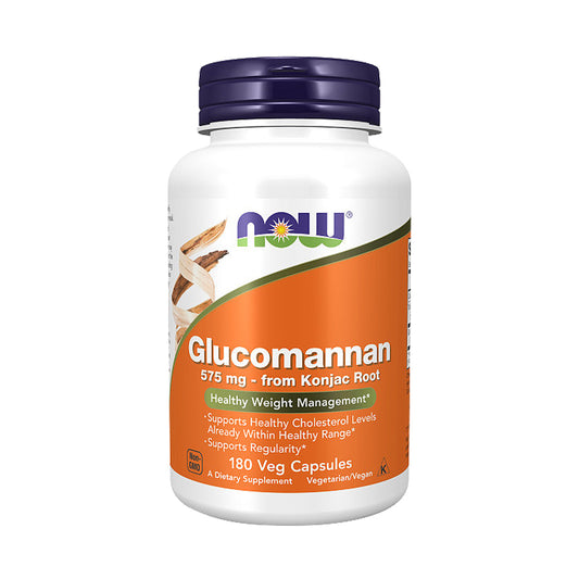 NOW Supplements, Glucomannan (Amorphophallus konjac) 575 mg, Supports Regularity*, Healthy Weight Management*, 180 Veg Capsules
