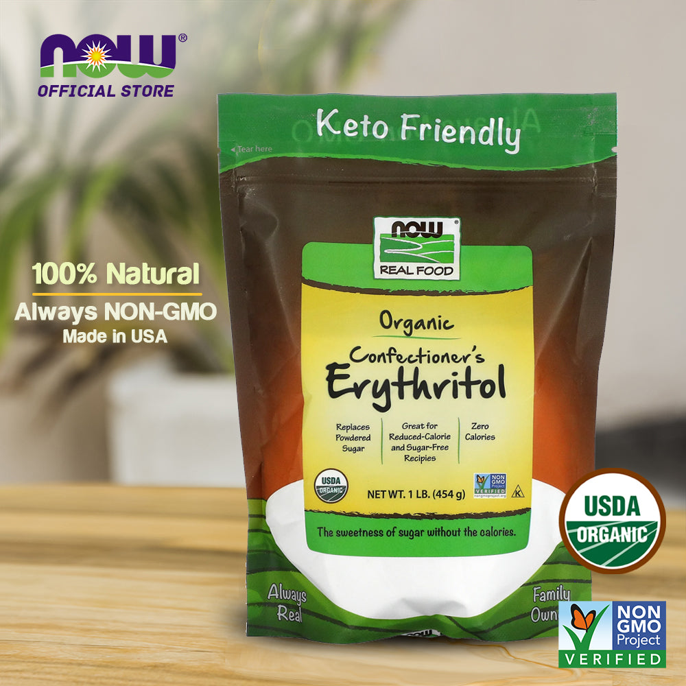 NOW Foods, Organic Confectioners Erythritol Powder, Replacement for Powdered Sugar, Zero Calories,(454g)