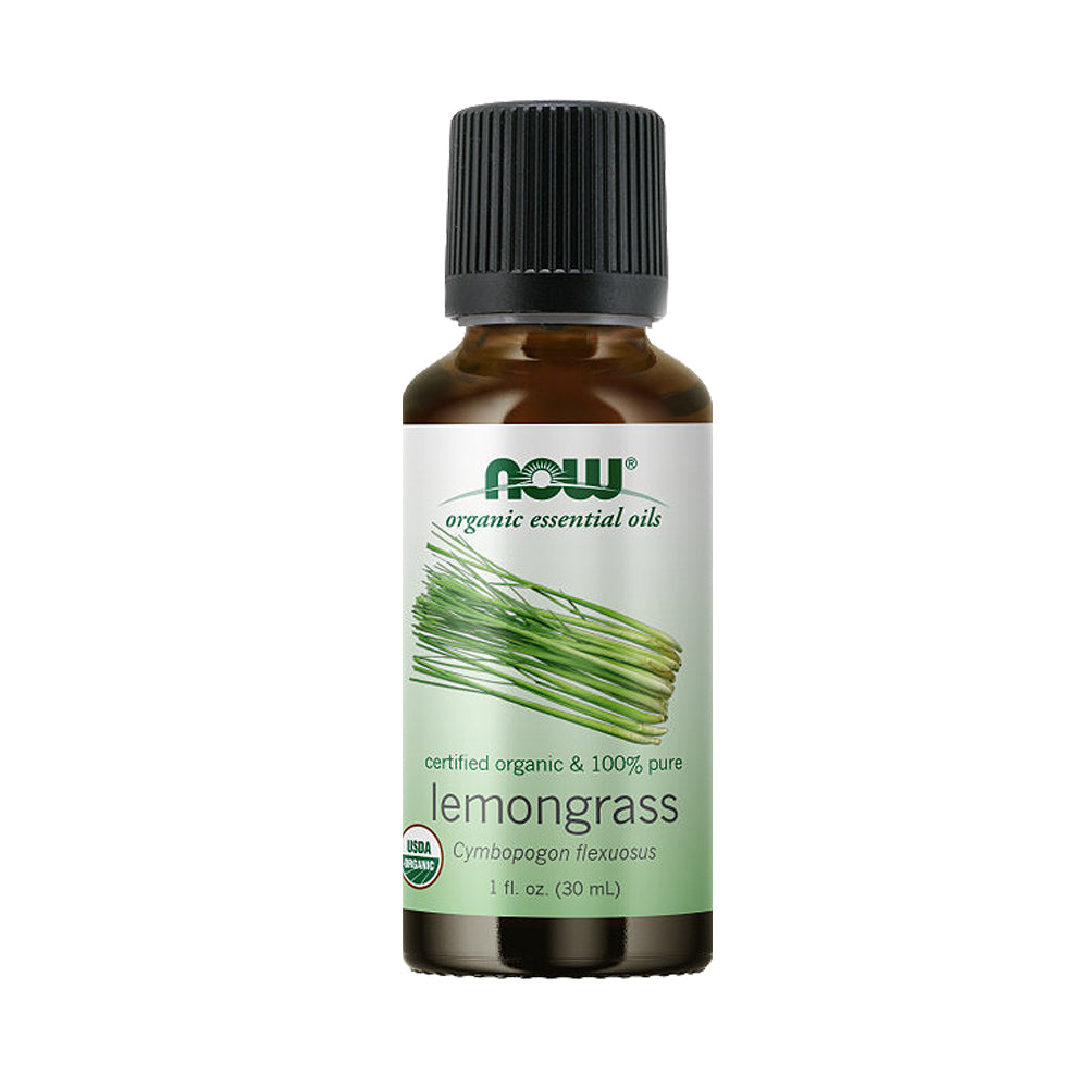 NOW Essential Oils, Organic Lemongrass Oil, Uplifting Aromatherapy Scent, Steam Distilled, 100% Pure, Vegan, Child Resistant Cap, 1-Ounce (30ml)