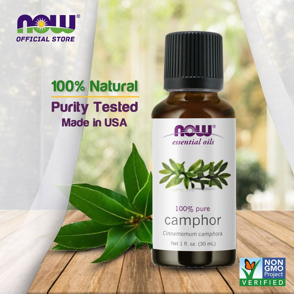 NOW Essential Oils, Camphor Oil, Camphorous Aromatherapy Scent, 100% Pure and Purity Tested, Vegan, Child Resistant Cap, 1-Ounce (30ml)