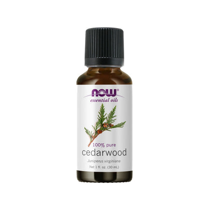 NOW Essential Oils, Cedarwood Oil, Strengthening Aromatherapy Scent, Steam Distilled, 100% Pure, 1-Ounce (30 ml) - Bloom Concept Malaysia