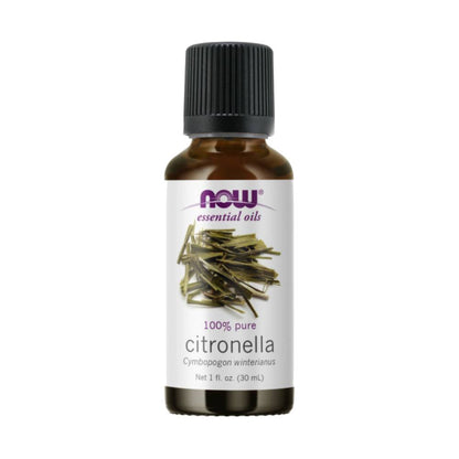 NOW Essential Oils, Citronella Oil, Freshening Aromatherapy Scent, Steam Distilled, 100% Pure, Vegan, Child Resistant Cap, 1-Ounce (30 ml) - Bloom Concept Malaysia