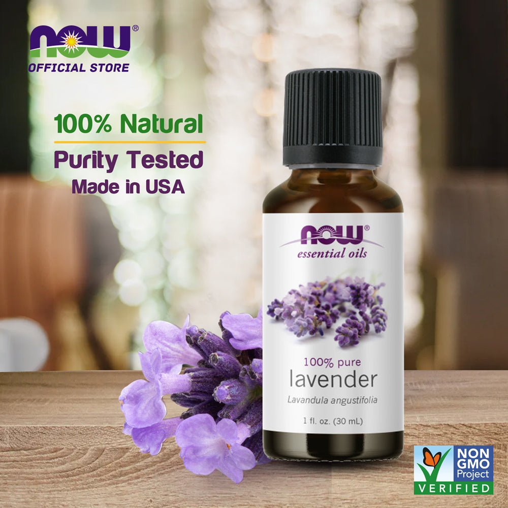 NOW Essential Oils, Lavender Oil, Soothing Aromatherapy Scent, Steam Distilled, 100% Pure, Vegan, Child Resistant Cap, 1-Ounce (30 ml)