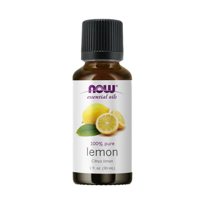 NOW FOODS Essential Oils, Lemon Oil, Cheerful Aromatherapy Scent, Cold Pressed, 100% Pure, Vegan, Child Resistant Cap, 1-Ounce (30 ml) - Bloom Concept Malaysia