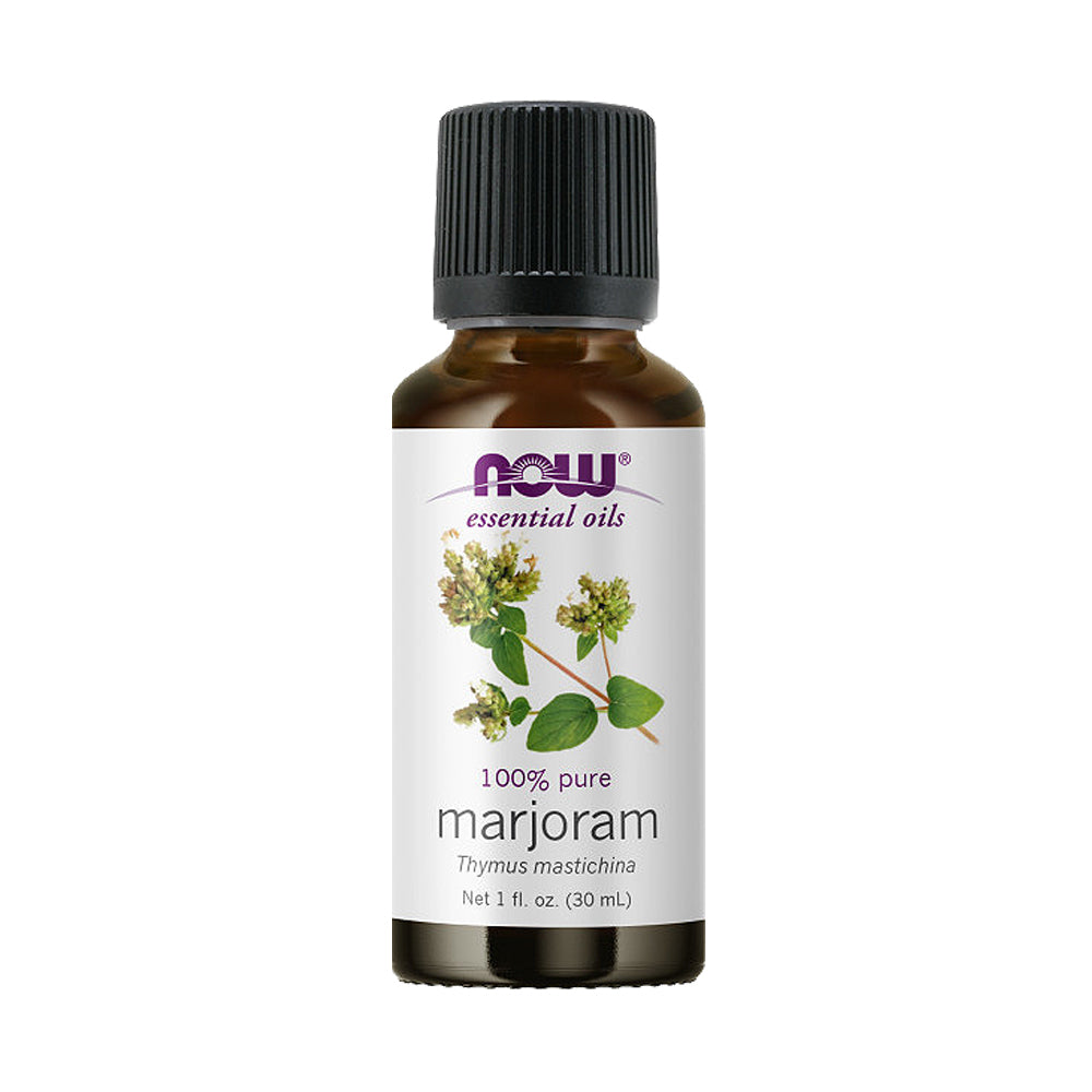 NOW Essential Oils, Marjoram Oil, Normalizing Aromatherapy Scent, Cold Pressed, 100% Pure, Vegan, Child Resistant Cap, 1-Ounce (30ml)