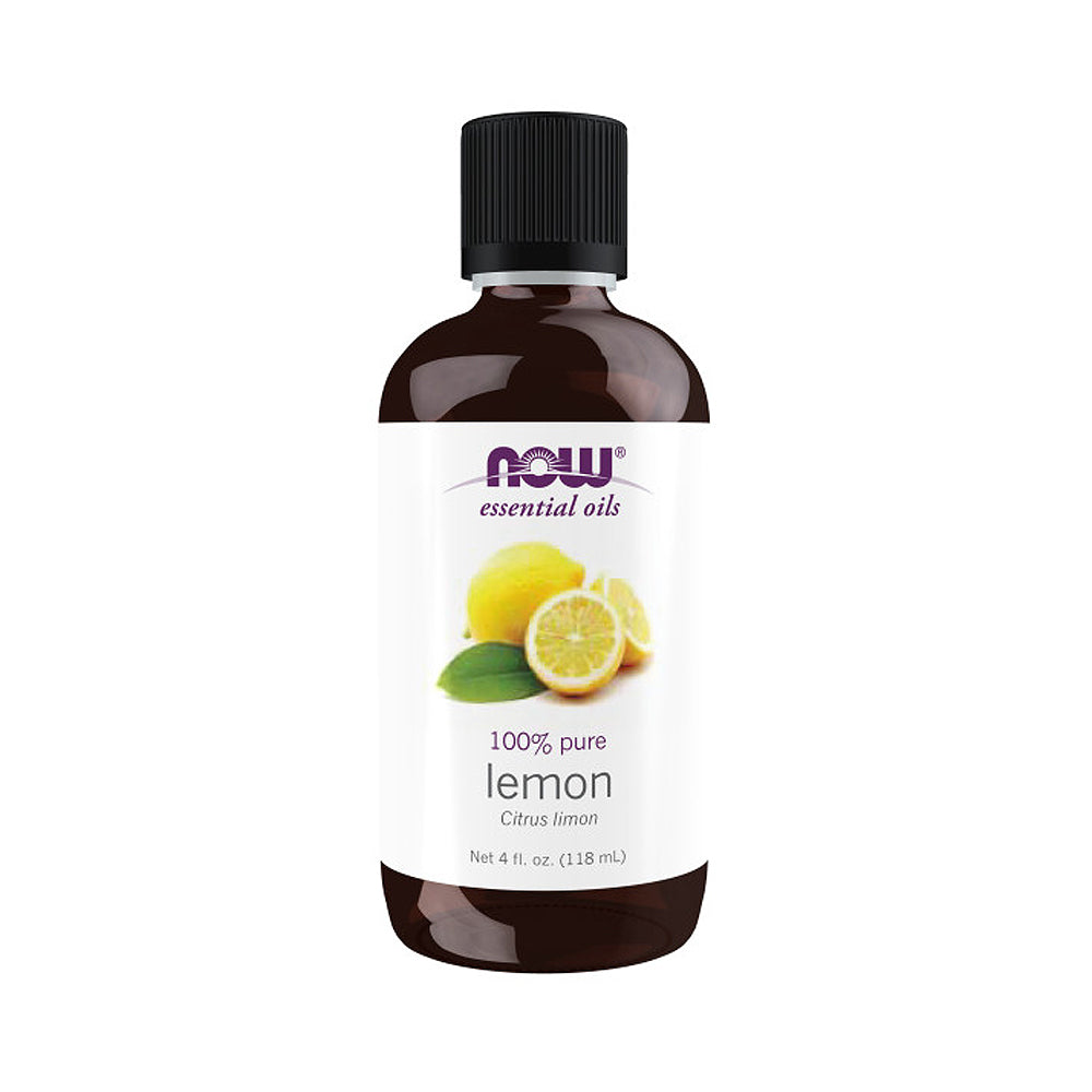 NOW FOODS Essential Oils, Lemon Oil, Cheerful Aromatherapy Scent, Cold Pressed, 100% Pure, Vegan, Child Resistant Cap, 4-Ounce (118 ml)