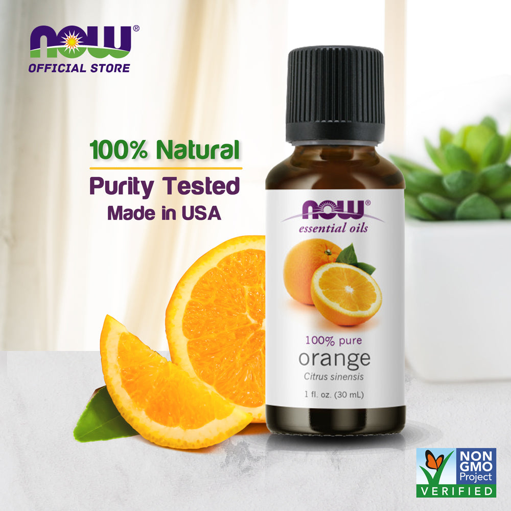 NOW FOODS Essential Oils, Orange Oil, Uplifting Aromatherapy Scent, Cold Pressed, 100% Pure, Vegan, Child Resistant Cap, 1-Ounce(30 ml)