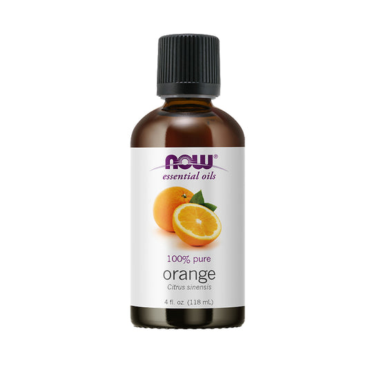 NOW FOODS Essential Oils, Orange Oil, Uplifting Aromatherapy Scent, Cold Pressed, 100% Pure, Vegan, Child Resistant Cap, 4-Ounce (118ml)