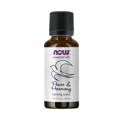 NOW Essential Oils, Peace & Harmony Oil Blend, Calming Aromatherapy Scent, Blend of Pure Essential Oils, Vegan, Child Resistant Cap, 1-Ounce (30ml) - Bloom Concept Malaysia