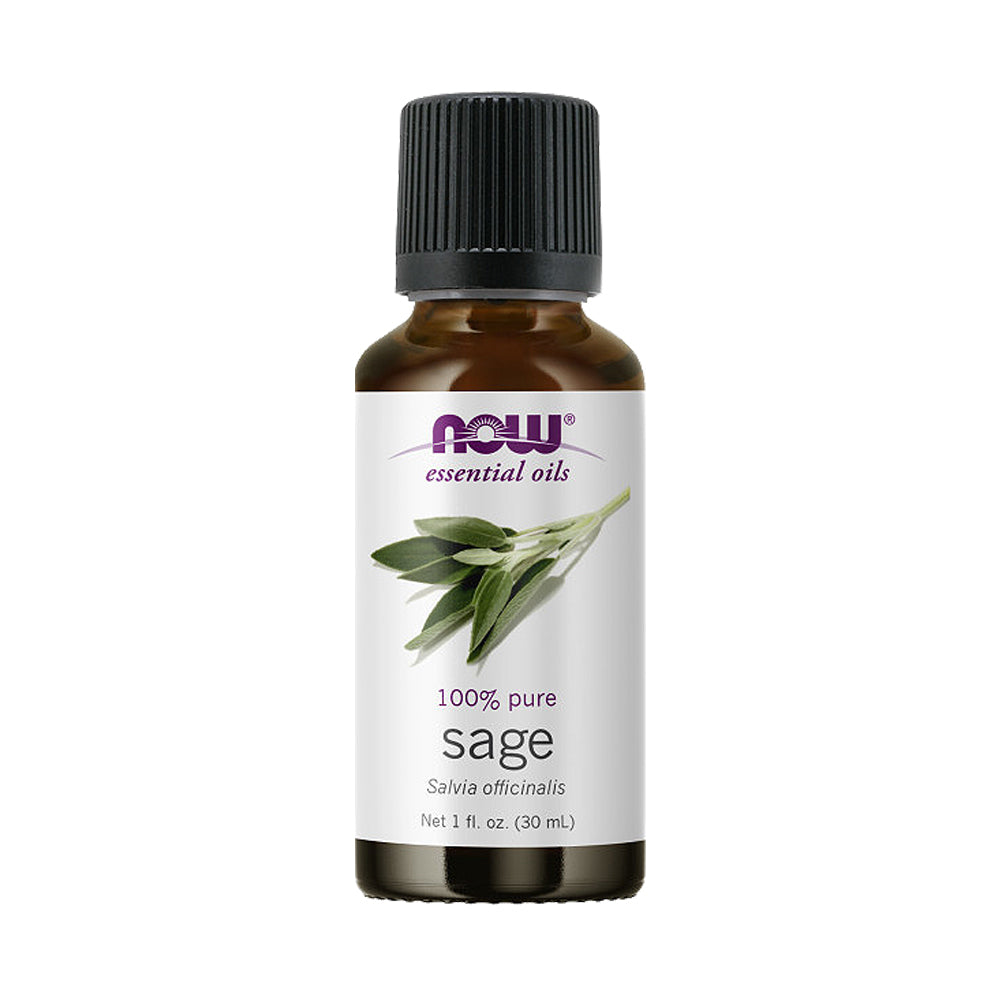 NOW Essential Oils, Sage Oil, Normalizing Aromatherapy Scent, Steam Distilled, 100% Pure, Vegan, Child Resistant Cap, 1-Ounce (30ml)