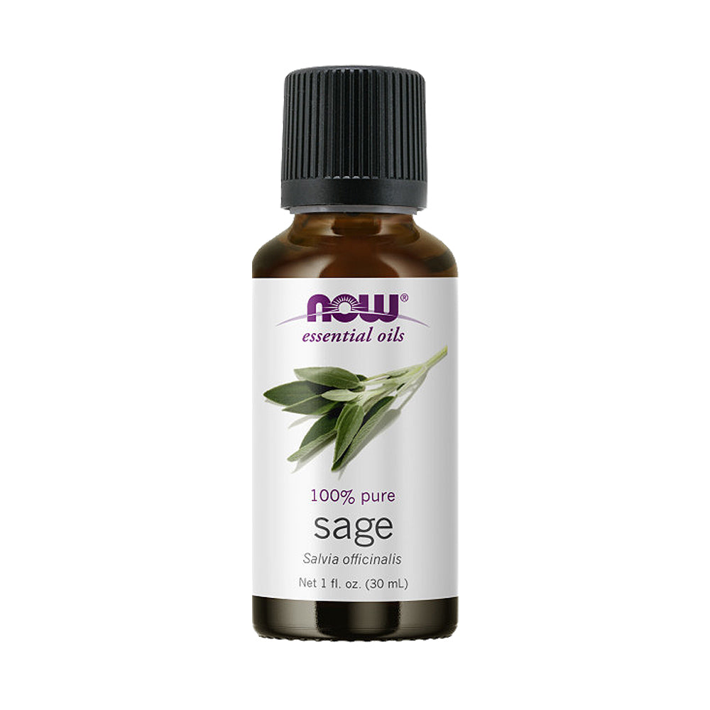 NOW Essential Oils, Sage Oil, Normalizing Aromatherapy Scent, Steam Distilled, 100% Pure, Vegan, Child Resistant Cap, 1-Ounce (30ml) - Bloom Concept Malaysia