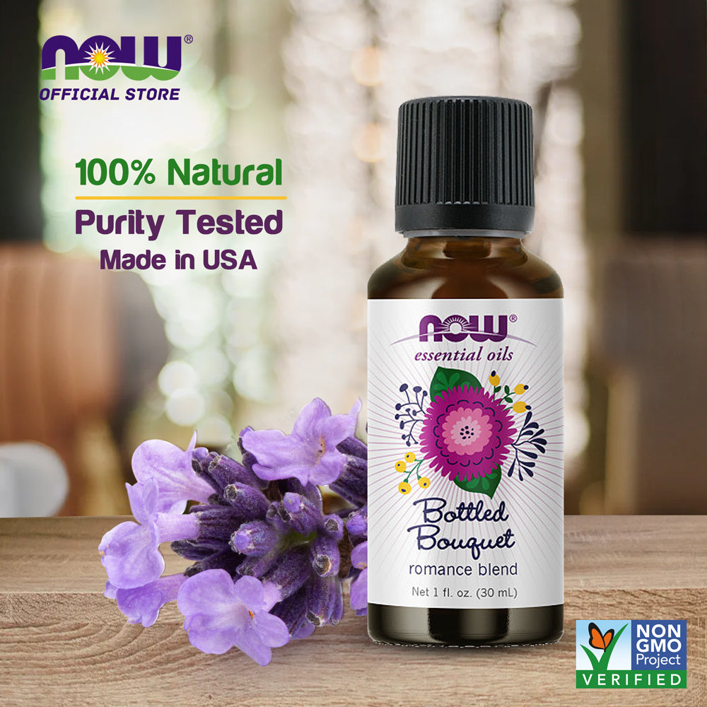 NOW Essential Oils, Bottled Bouquet Oil Blend, Floral Aromatherapy Scent, Blend of Pure Essential Oils, Vegan, Child Resistant Cap, 1-Ounce (30ml) - Bloom Concept Malaysia