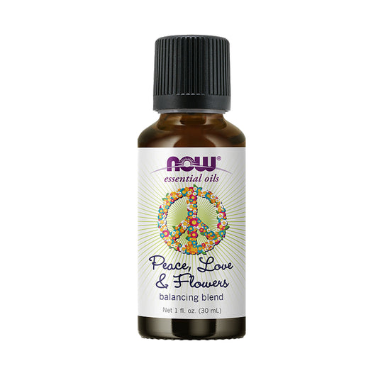NOW Essential Oils, Peace, Love and Flowers, Sweet Floral Aromatherapy Scent, Blend of Pure Essential Oils, Vegan, Child Resistant Cap, 1-Ounce (30ml)