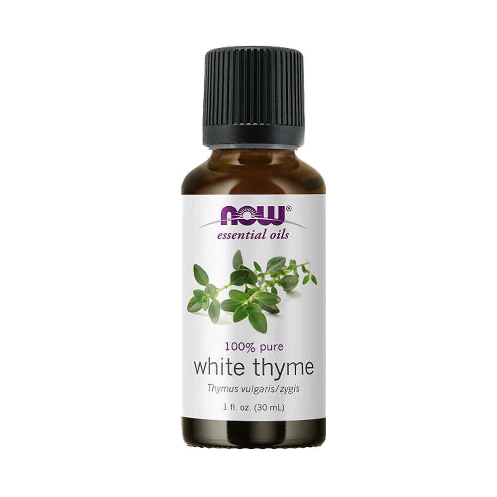 NOW Essential Oils, White Thyme Oil, Empowering Aromatherapy Scent, Steam Distilled, 100% Pure, Vegan, Child Resistant Cap, 1-Ounce (30ml)