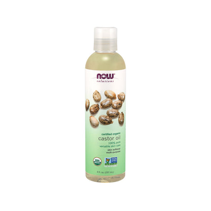 NOW Solutions, Organic Castor Oil, 100% Pure Versatile Skin Care, Multi-Purpose Skin Softener, 8-Ounce (237 ml) - Bloom Concept Malaysia