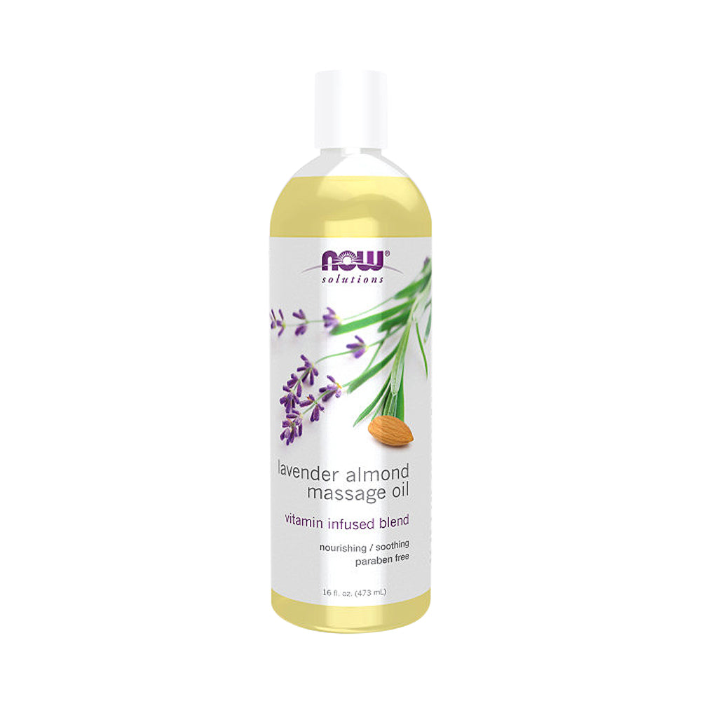 NOW Solutions, Lavender Almond Massage Oil, Vitamin Infused Blend, Therapeutic and Soothing, 16-Ounce (473 ml)
