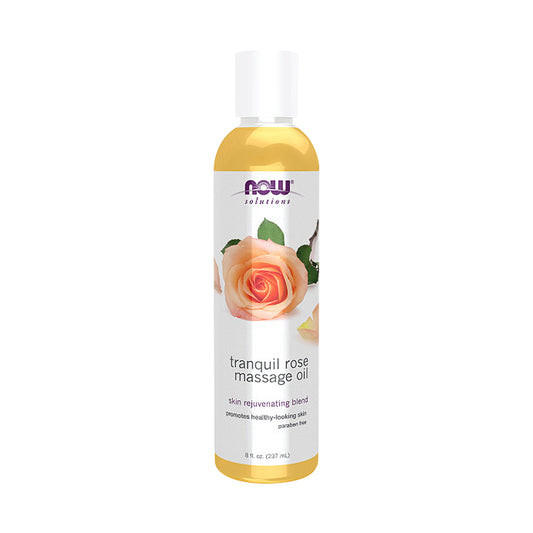 NOW Solutions, Tranquil Rose Massage Oil, Body Moisturizer for Dry Sensitive Skin, Promotes Healthy-Looking Skin, 8-Ounce (237 ml)