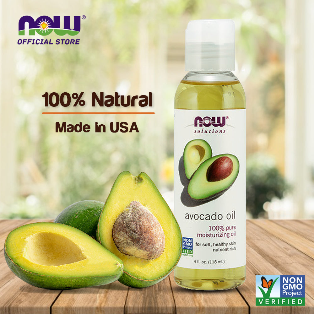 NOW Solutions, Avocado Oil, 100% Pure Moisturizing Oil, Nutrient Rich and Hydrating, 4-Ounce (118ml)
