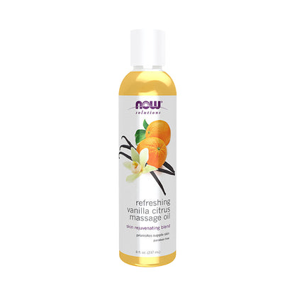NOW Solutions, Refreshing Vanilla Citrus Massage Oil, Skin Rejuvenating Blend, Supple Skin, 8-Ounce (237 ml) - Bloom Concept Malaysia
