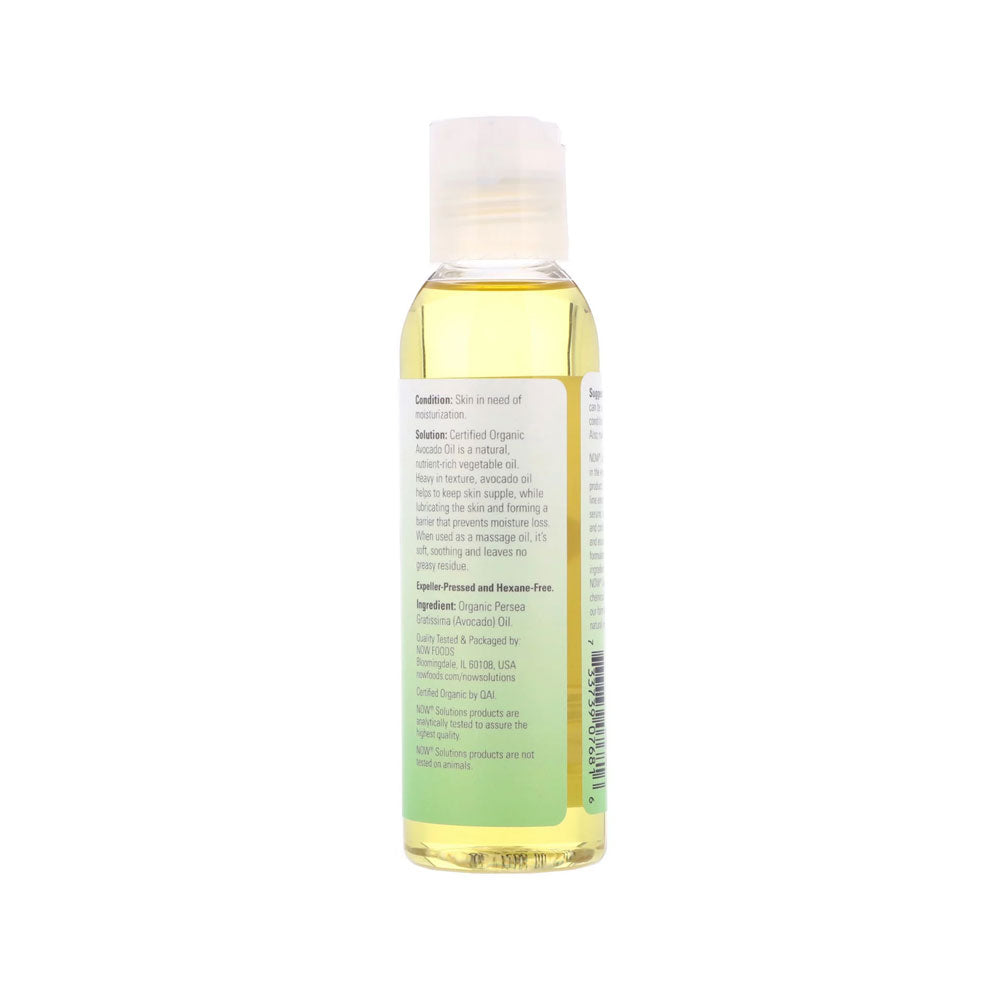 NOW Solutions, Organic Avocado Oil, 100% Pure Moisturizing Oil, Nutrient Rich and Hydrating, (118 ml)