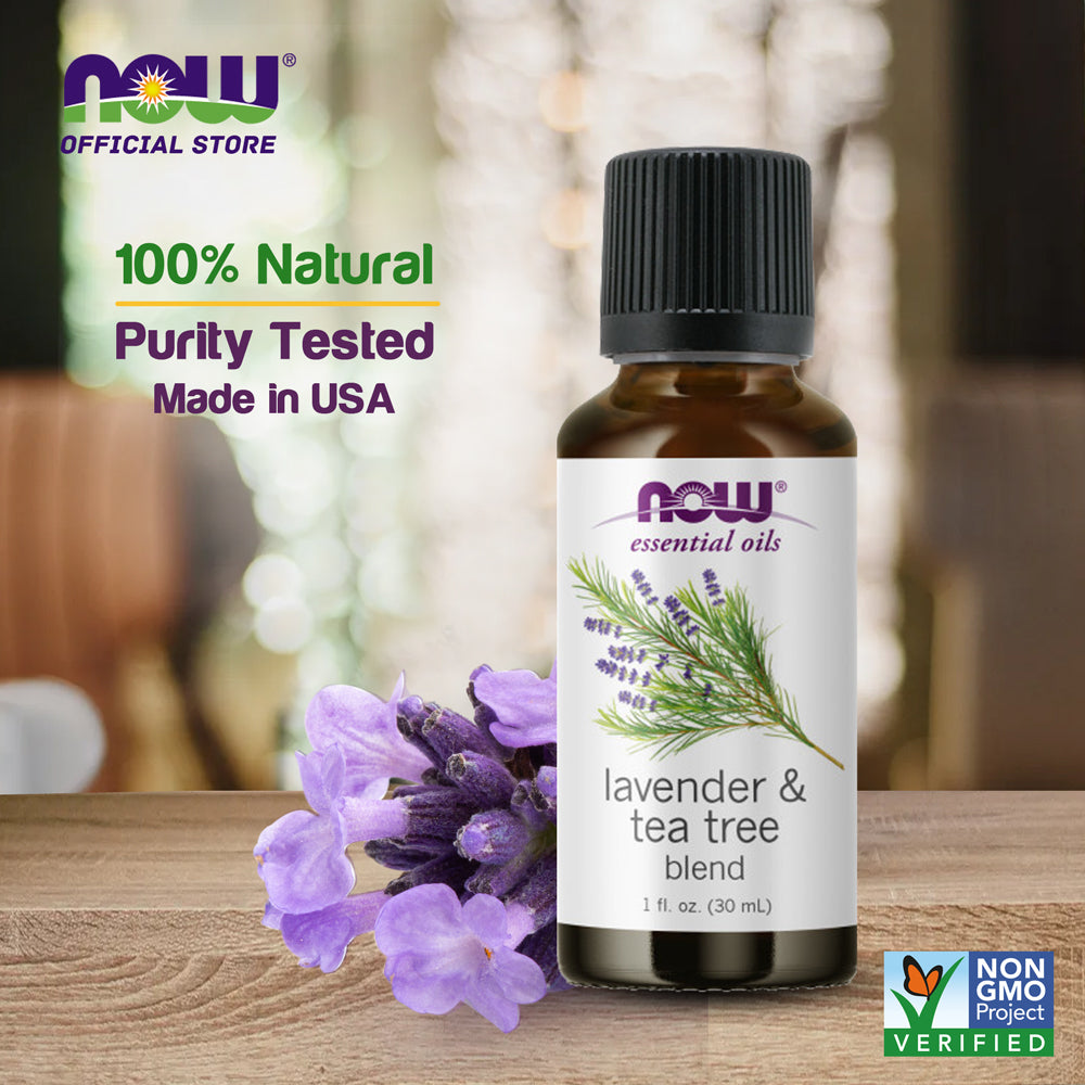 NOW FOODS Lavender & Tea Tree Oil, Stimulating Aromatherapy Scent, Blend of Pure Lavender Oil and Pure Tea Tree Oil, Vegan, (30 ml)