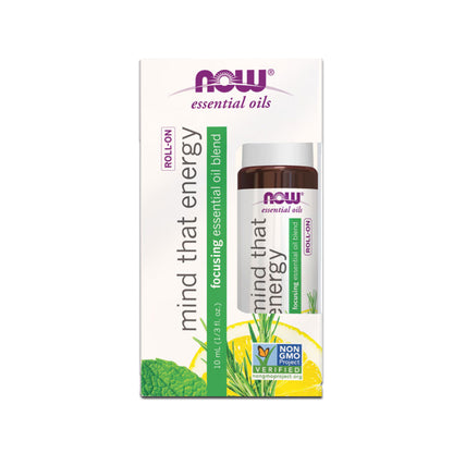 NOW Essential Oils, Mind That Energy Roll On, Non-GMO Project Verified, Focusing Blend, Steam Distilled, Topical Aromatherapy, 10-mL - Bloom Concept Malaysia
