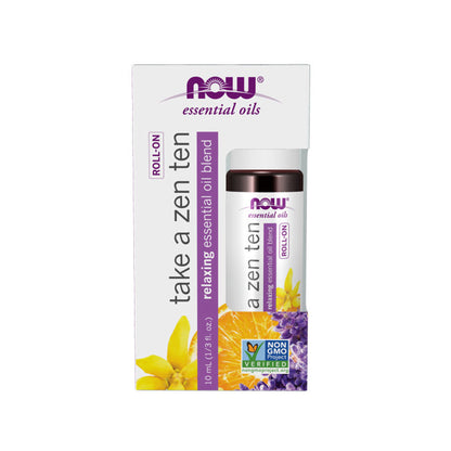 NOW Essential Oils, Take A Zen Ten Roll On, Non-GMO Project Verified, Relaxing Blend, Steam Distilled, Topical Aromatherapy, 10-mL - Bloom Concept Malaysia