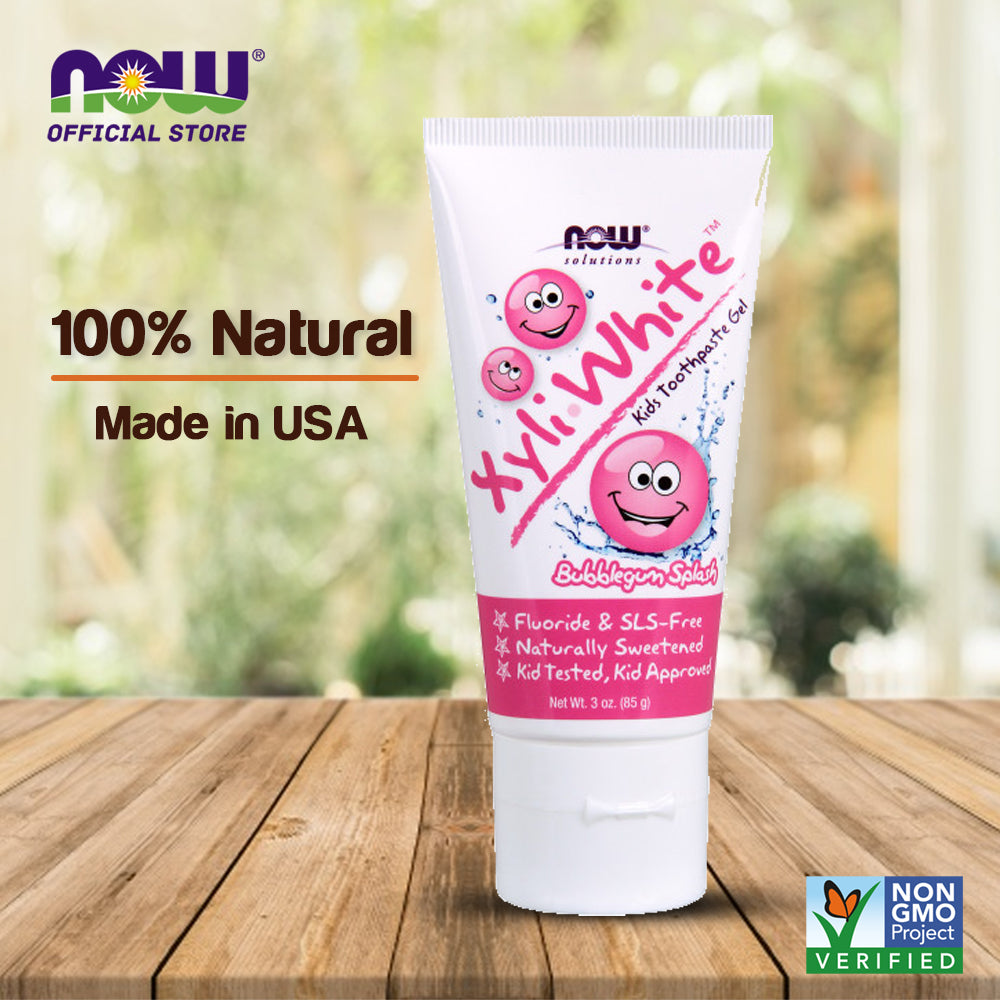 NOW Solutions, Xyliwhite™ Toothpaste Gel for Kids, Bubblegum Splash Flavor, Kid Approved! 3-Ounce, packaging may vary
