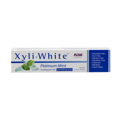 NOW Solutions, Xyliwhite Toothpaste Gel, Platinum Mint, Cleanses and Whitens, Fresh Taste, 6.4 Ounce (181g)