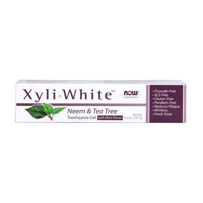 NOW Solutions, Xyliwhite Toothpaste Gel, Neem and Tea Tree, Cleanses and Whitens, Clean and Fresh Taste, 6.4-Ounce (181 g)