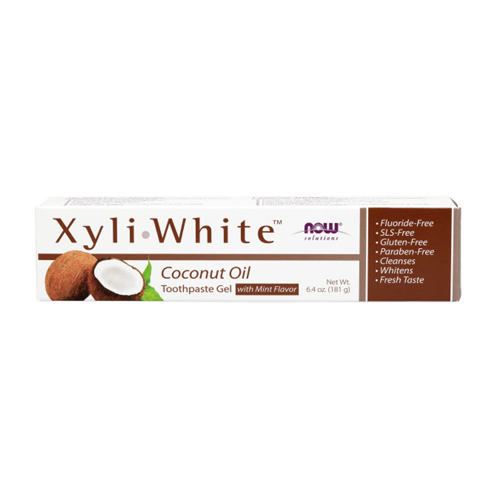 NOW Solutions, Xyliwhite Toothpaste Gel, Coconut Oil, Cleanses and Whitens, Cool Coconut-Mint Taste, 6.4-Ounce (181 g)