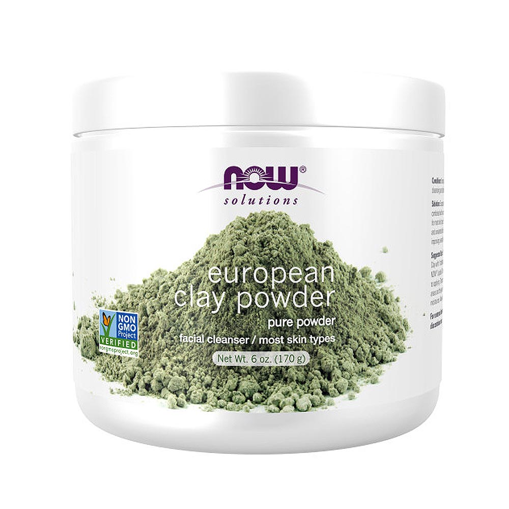 NOW Solutions, European Clay Powder, Pure Powder for a Detox Facial Cleansing Mask, 6-Ounce (170 g)