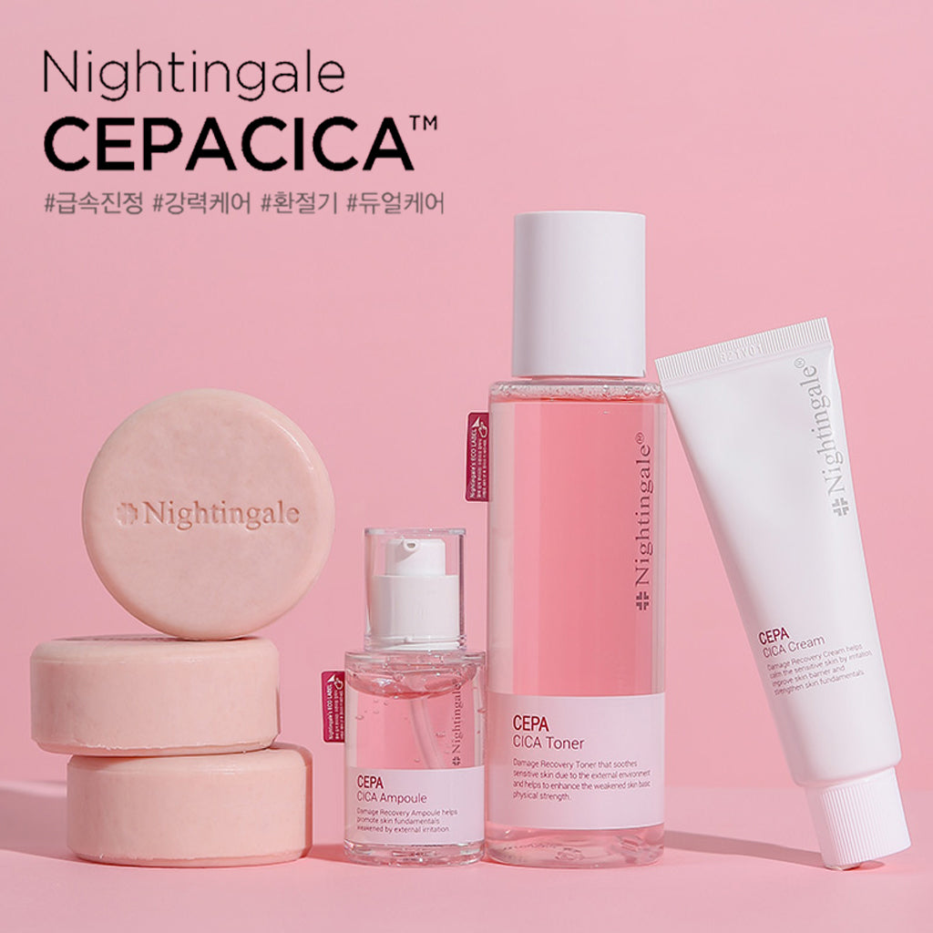 Nightingale Damage Recovery Cepa Cica Ampoule for Face - Skin Repair & Moisturizing Anti-Aging Serum - Daily Use for Sensitive Skin - Korean Skincare Cosmetics - 30ml/1 fl. oz