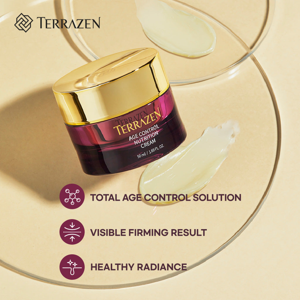 TERRAZEN Age Control Nutrition Cream: Wrinkle-Reducing Formula with Hyaluronic Acid, Plant Stem Cell, Real Protein, and Plant Squalane (50ml / 15ml)