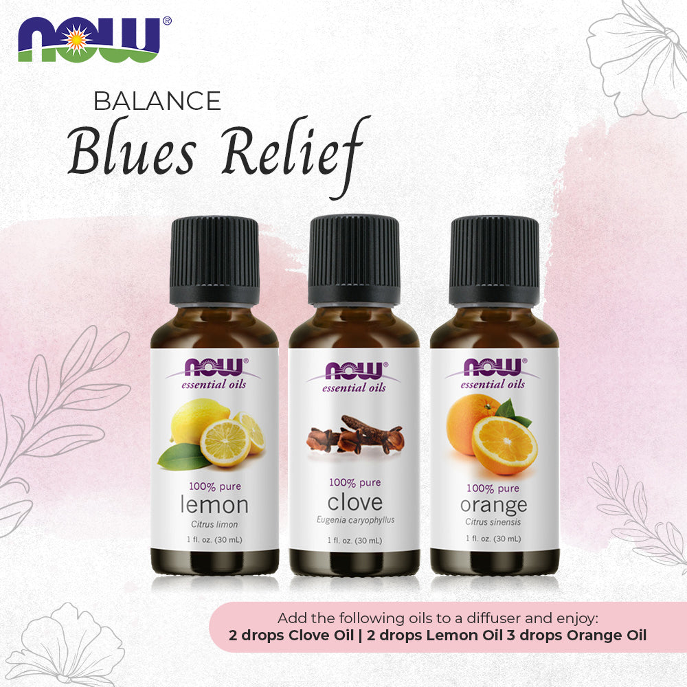 Now Essential Oils, 3 Variety of 30ml: Blues Relief - Clove, Lemon, Orange