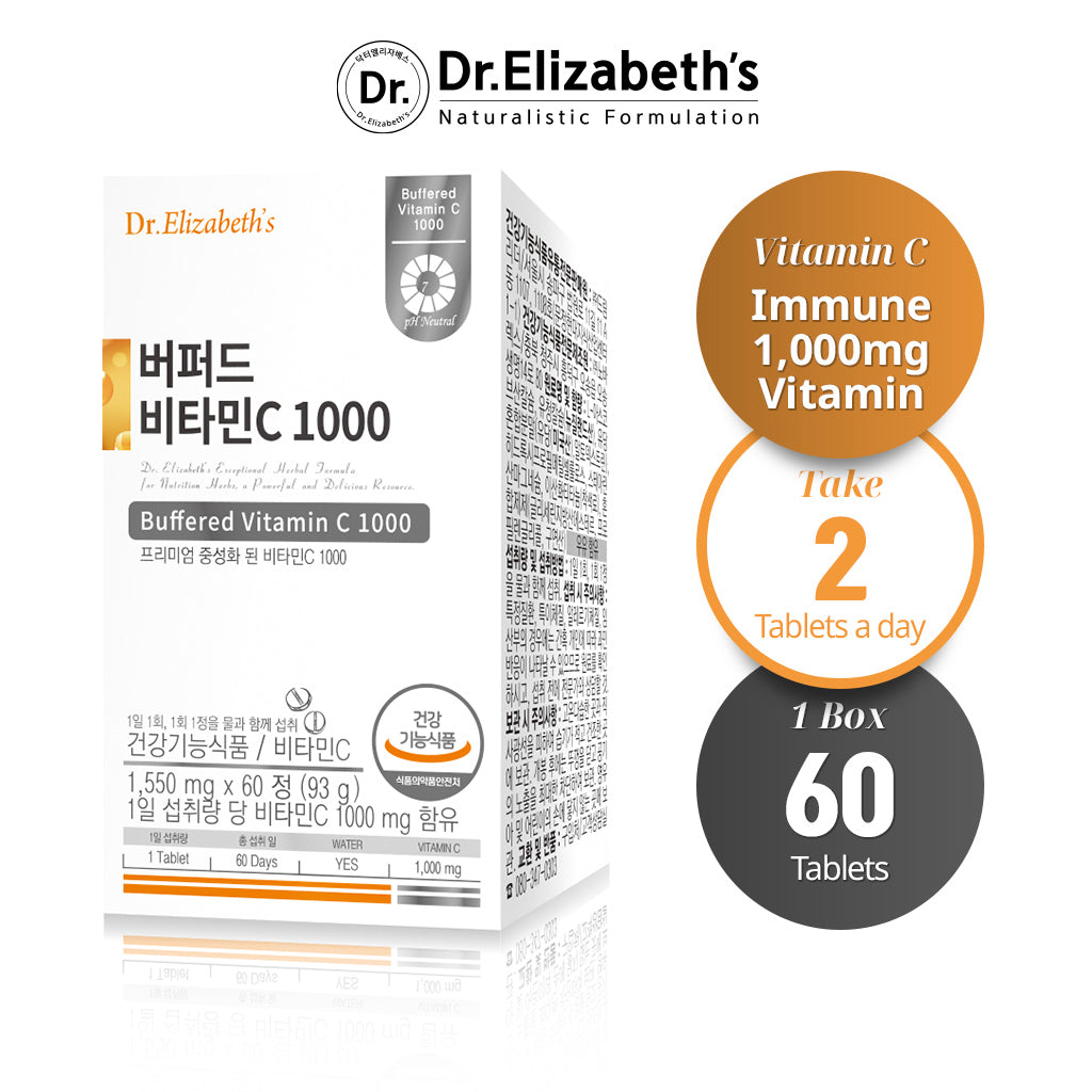 Dr. Elizabeth's Buffered Vitamin C-1000, 1,550mg x 60 tablets For Optimal Health