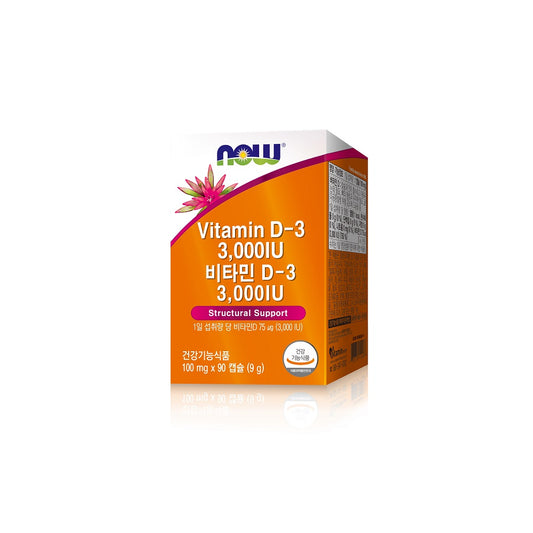 NOW FOODS Vitamin D-3 (3,000iu)  90 Capsules for Immune and Bone Health Support